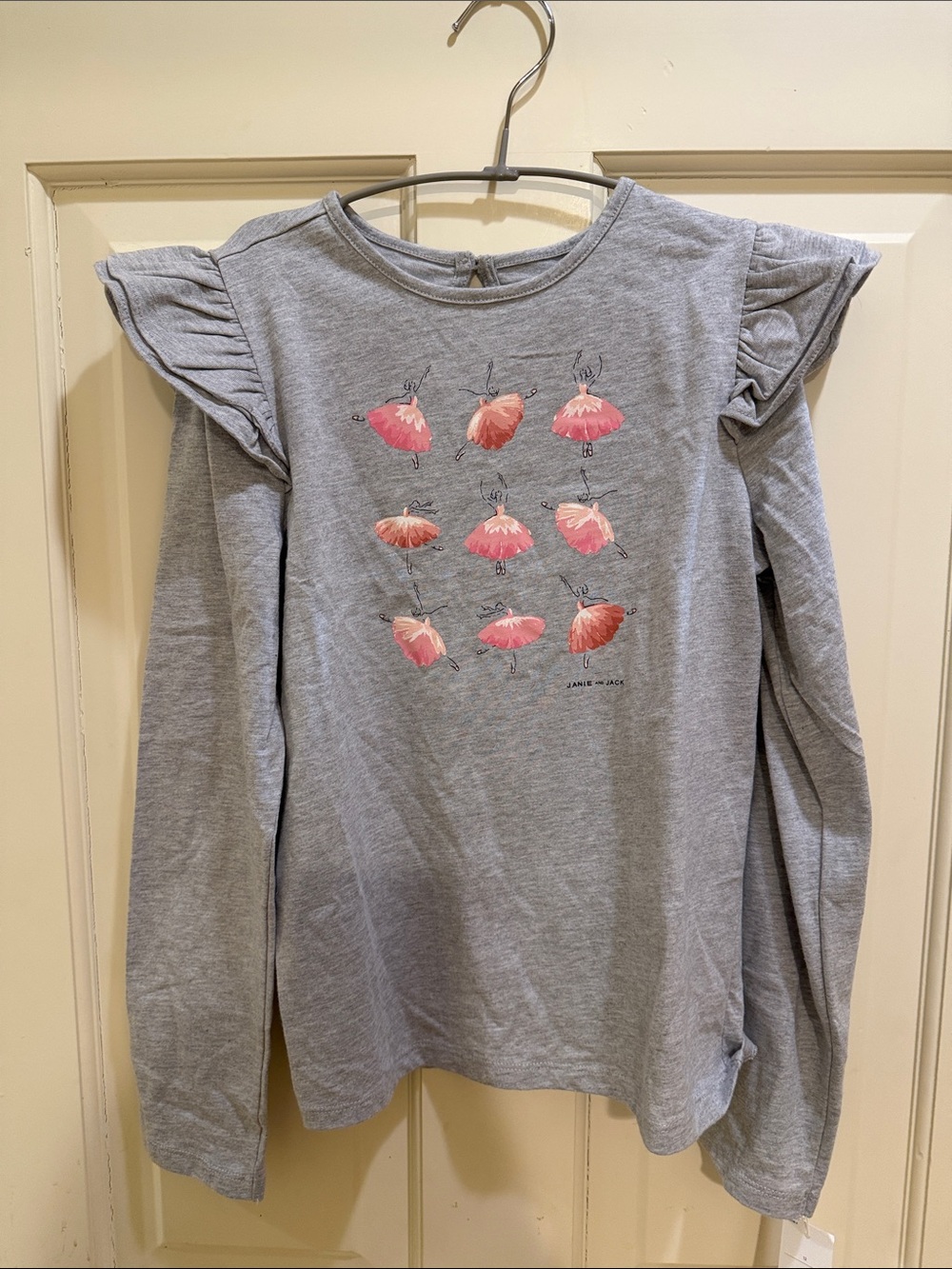 Janie and Jack Gray Long-Sleeve Tee with Pink Ballerina Prints